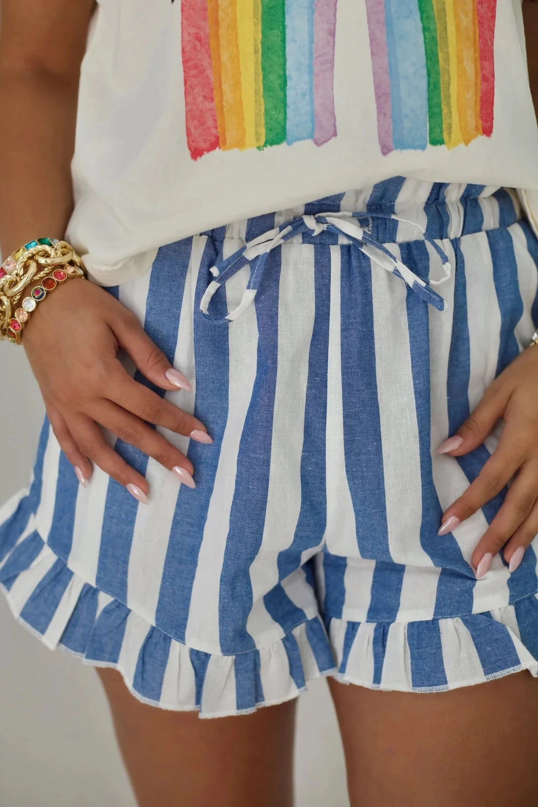 Bluebell Stripe Ruffle Shorts