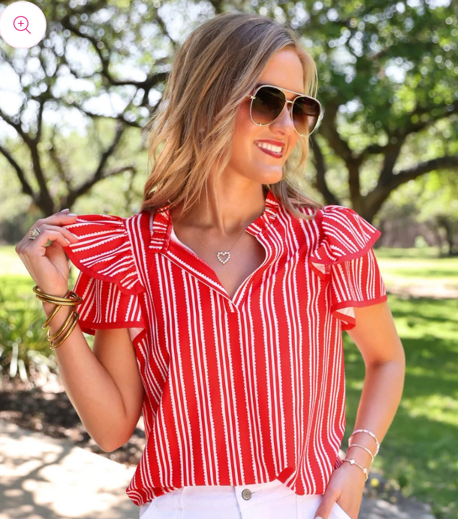 Layla Striped Flutter Sleeve