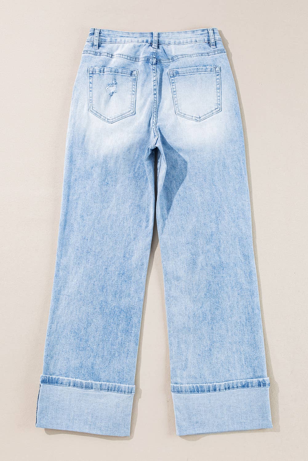Light Wash Distressed Flare Jeans: 12