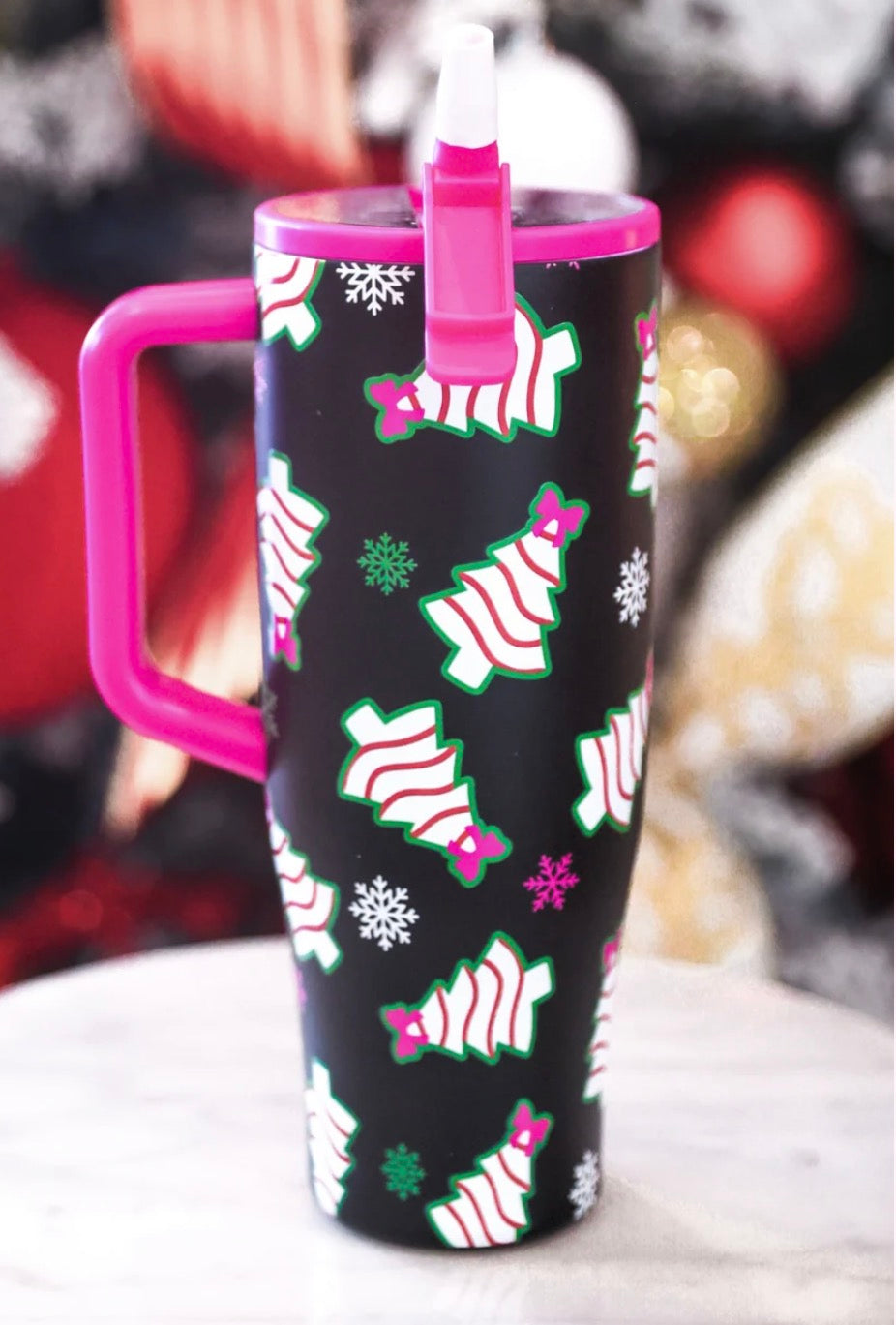 Bow Christmas Treat Snowflake Sleek Tumbler