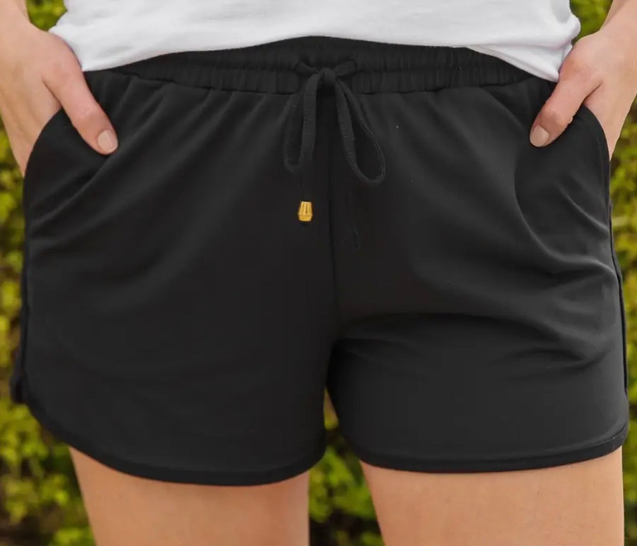 Black Solid Shorts