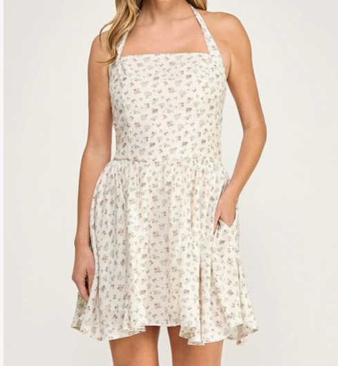 Ditsy Floral Halter Mini Dress