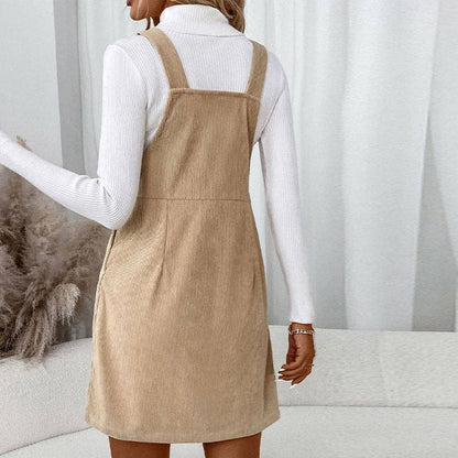 Corduroy Overall Dress - Coffee  XL