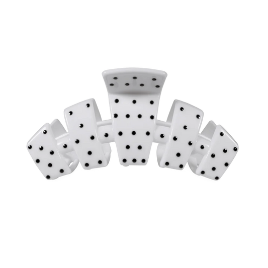 Medium White Polka Dot Party Claw Clip