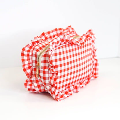 Ruffle Zipper Cosmetic Bag: Purple