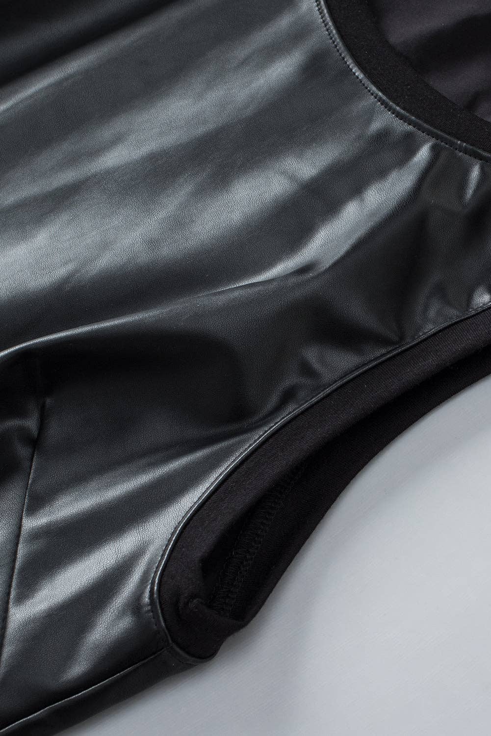 Black Faux Leather Tank Top: Black M