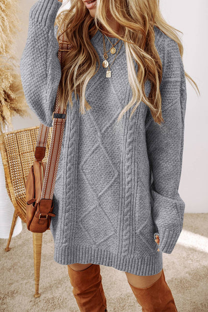 Cable Knit Loose Fit Sweater Dress:  2XL