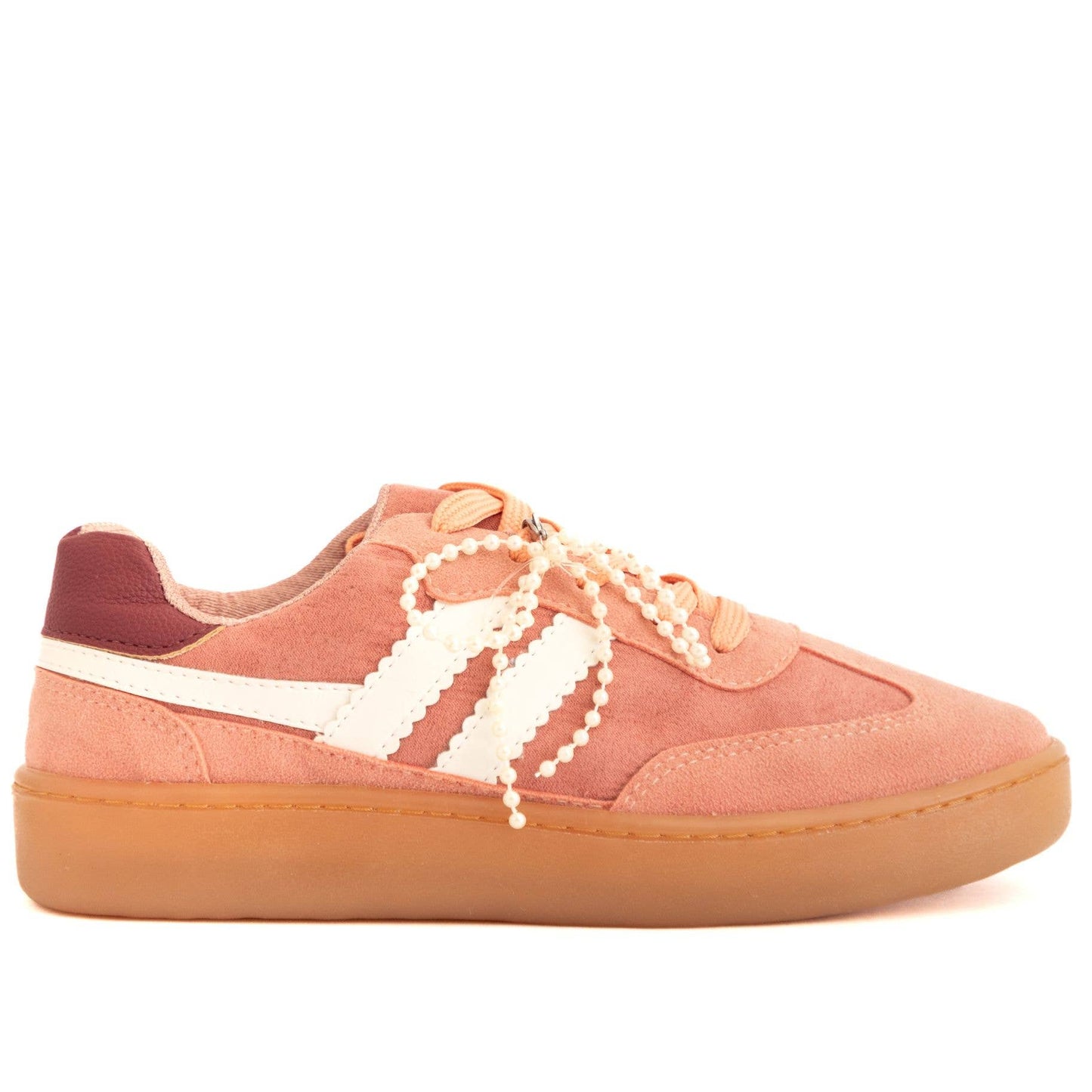 Women’s Suede Sneakers – Retro Gum Sole with Charm Included: Red / 9