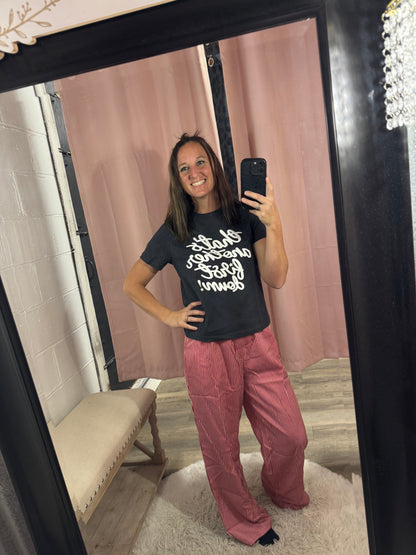 Red Samantha Striped Lounge Pants