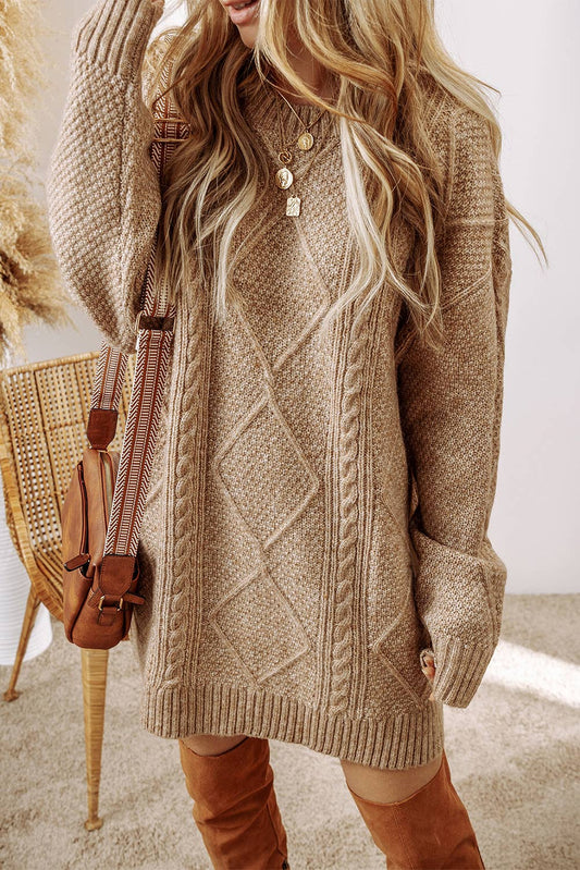 Cable Knit Loose Fit Sweater Dress:  S