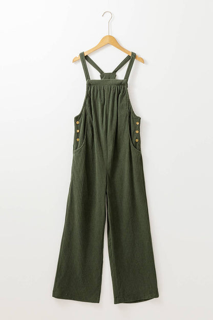 Corduroy Wide Leg Loose Fit Overall Green / Missy / S
