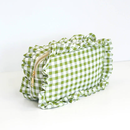 Ruffle Zipper Cosmetic Bag: Light Blue