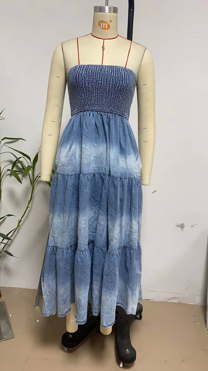 Off-Shoulder Jean Dress: M