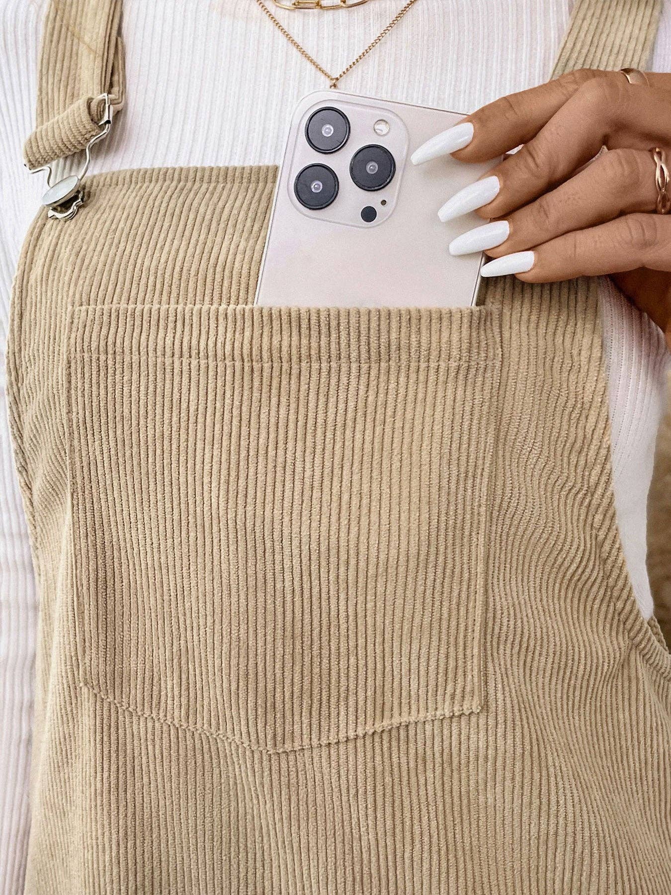 Corduroy Overall Dress - Coffee  XL