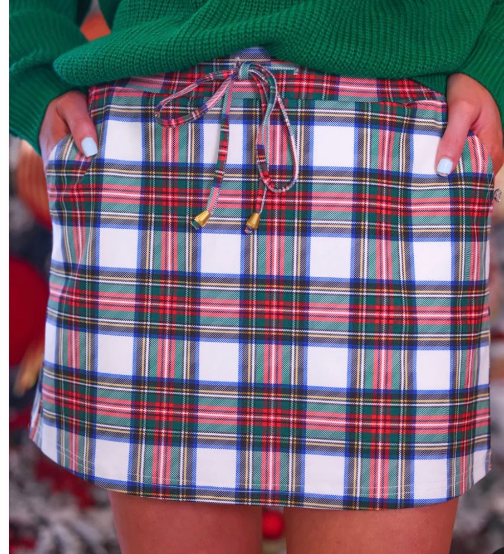 White Christmas Plaid Skort