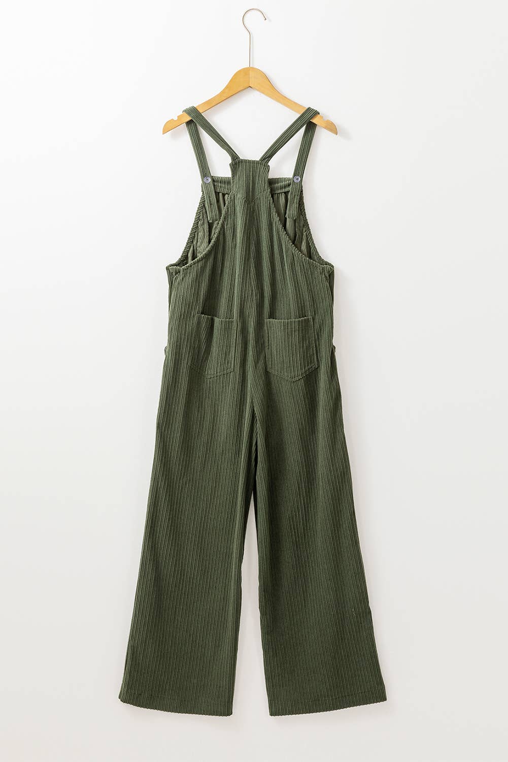 Fall 2025 Corduroy Pocketed Wide Leg Loose Fit Overall(S-4X): Green / Missy / L