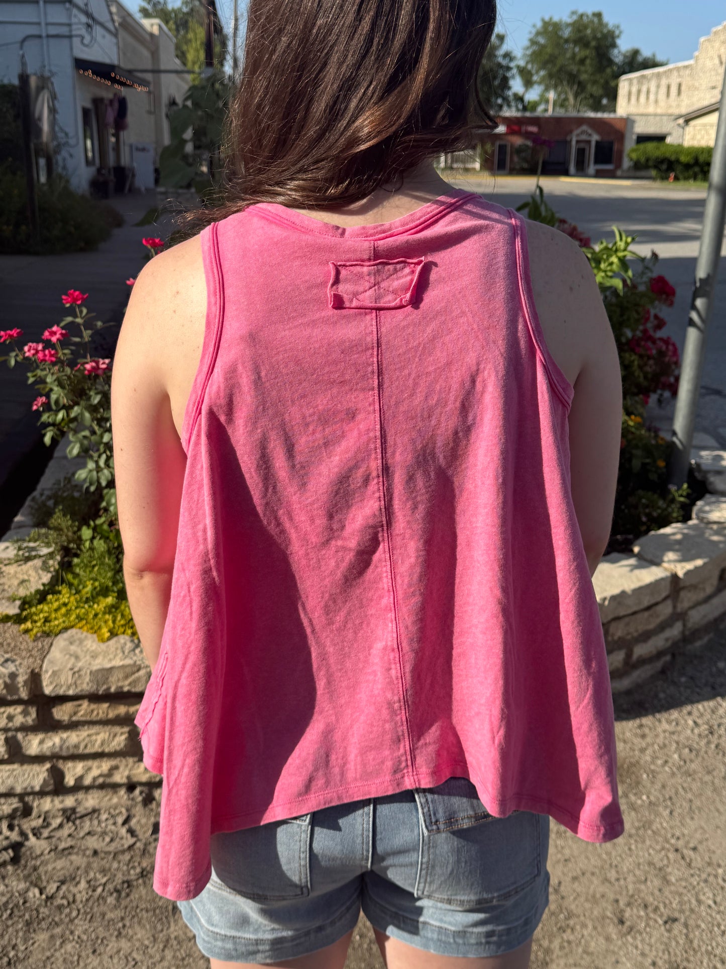 Pink Mineral Wash Knit Tank Top