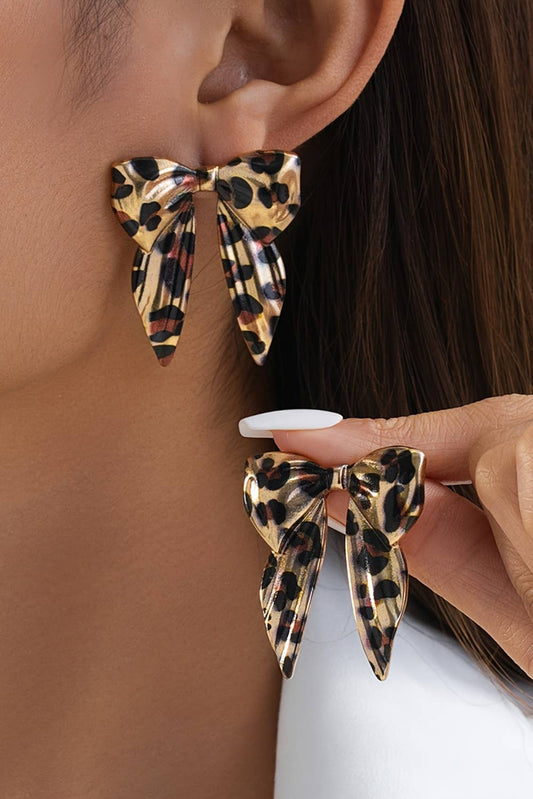 Leopard Bow Alloy Earrings