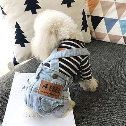 Denim Jumpsuit for Small Pets: Light Blue / L
