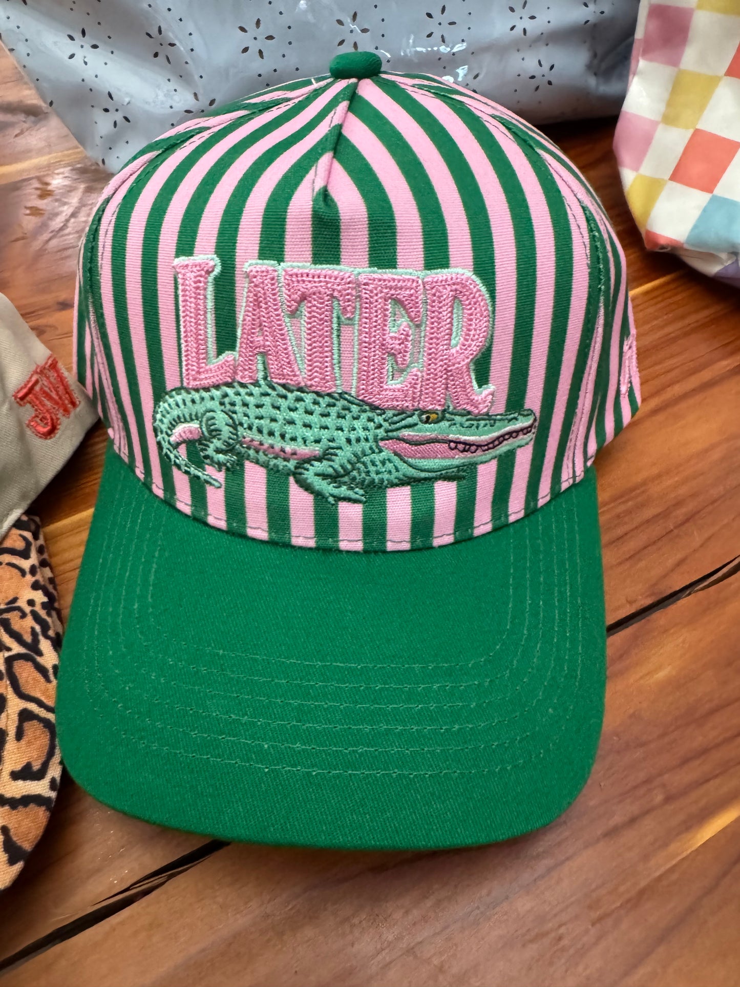 Later Gator Hat with Pink and Green Stripes