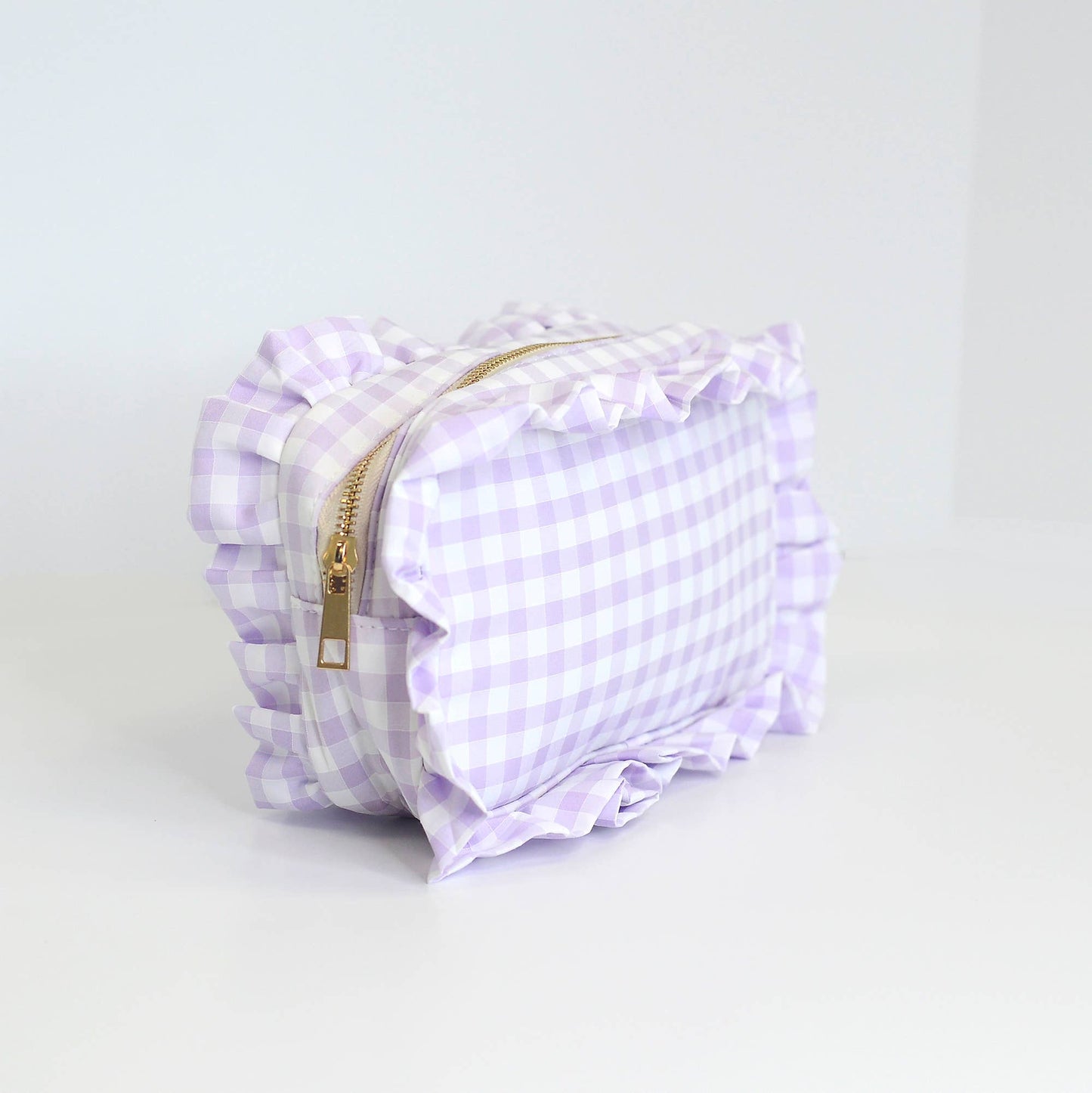 Ruffle Zipper Cosmetic Bag: Light Blue