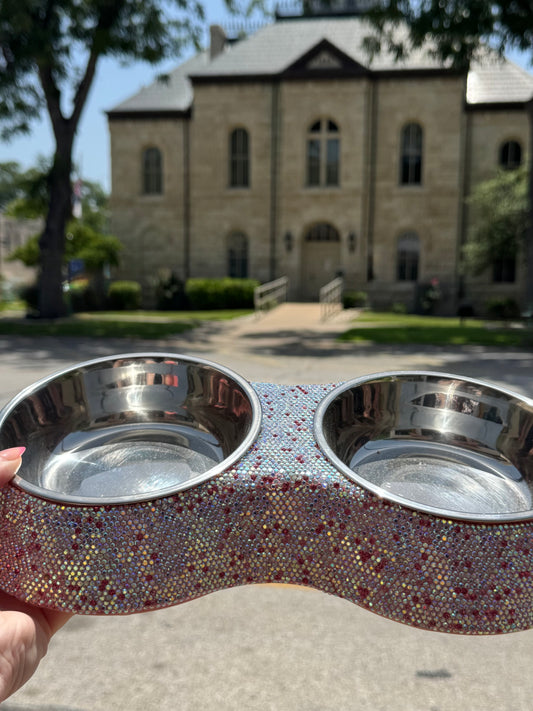 Bedazzled Double Dog Bowls