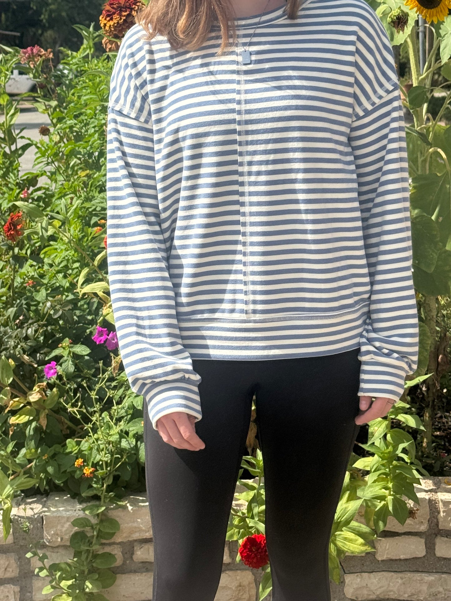 Blue Striped Knit Top