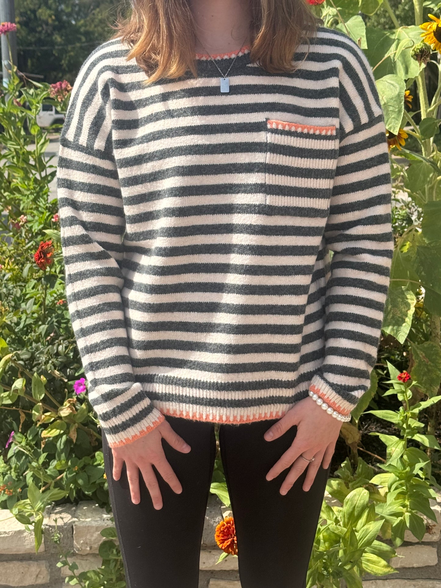 Striped Gun Metal Sweater