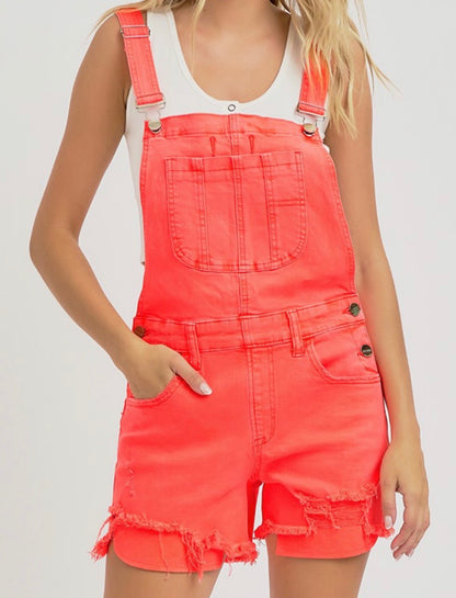 Risen Coral Overall Shorts