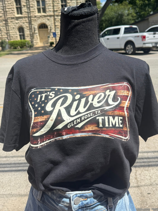 Black It's River Time Glen Rose, TX Tshirts