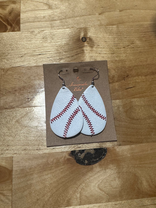 Baseball Leather Earring