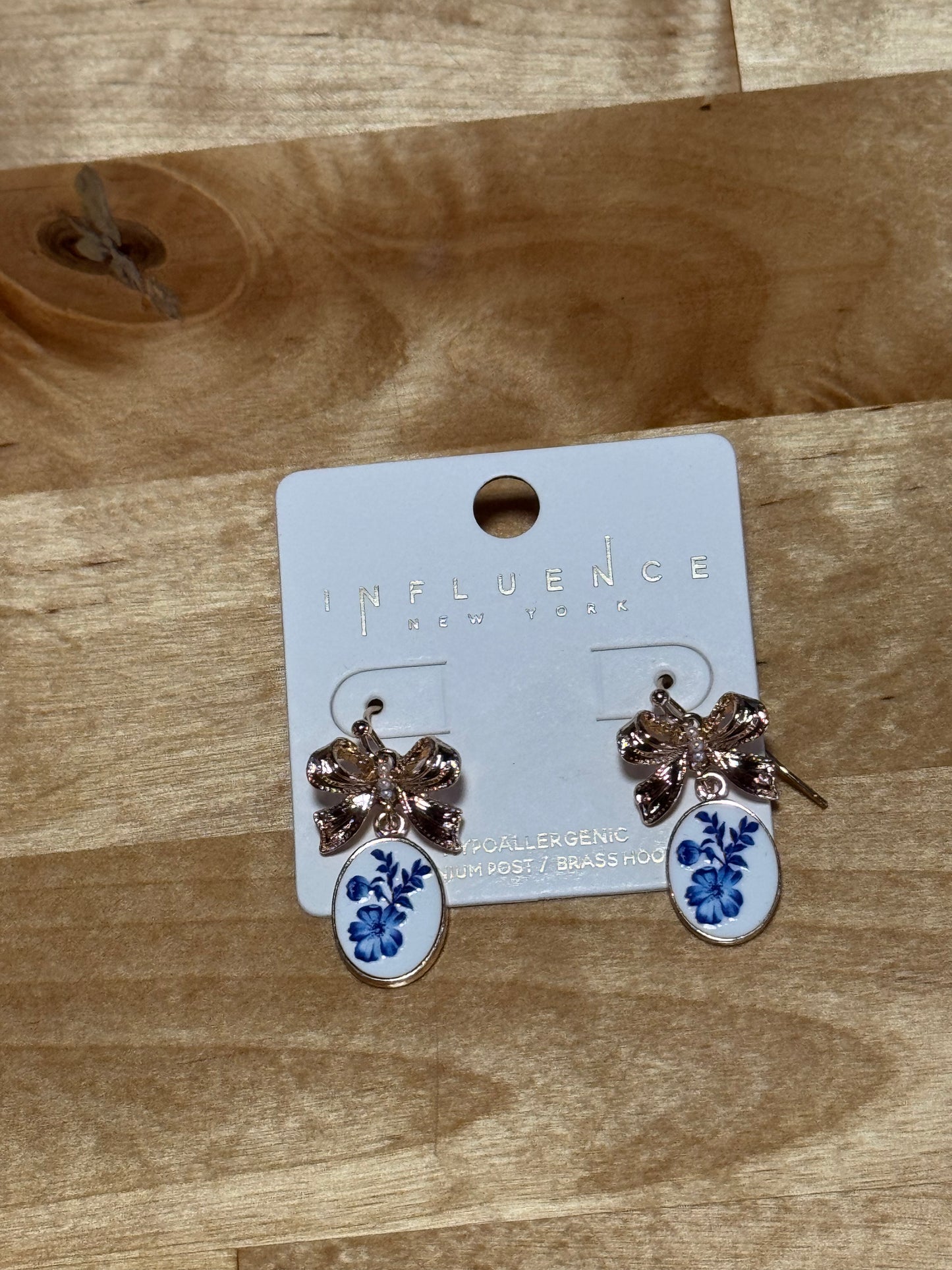 Blue Bow Flower earrings
