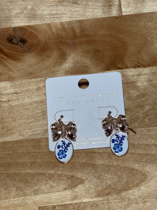 Blue Bow Flower earrings