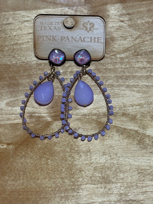 Purple Bead teardrop Earrings