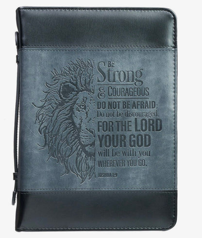 Black/Gray Bible Cover Be Strong  Josh. 1:9