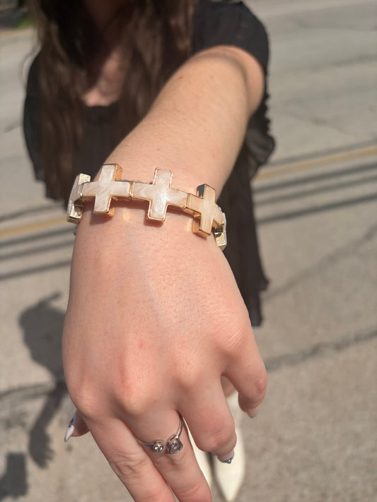 Cross Bracelet pink and gold
