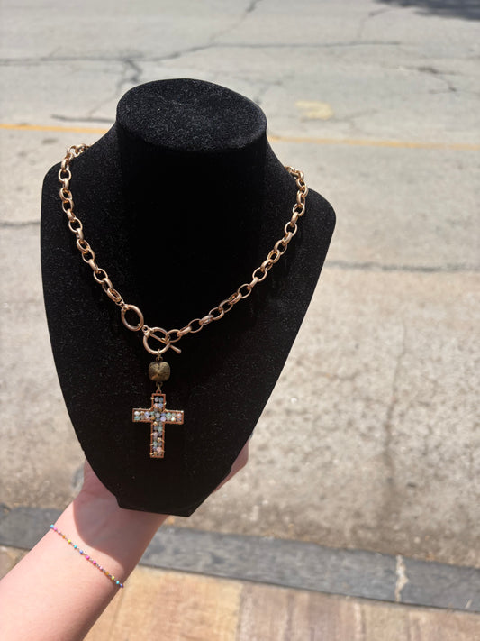 GOLD chain cross necklace