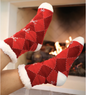 Cozy Cabin Socks - Argyle and Bows - Red/White