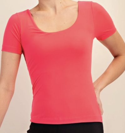 Flamingo Pink Short Sleeve Top