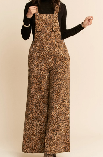 Leopard Flare Overalls