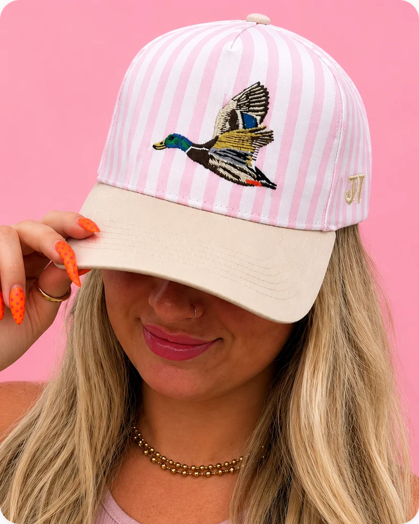 Pink Striped Flying Duck Hat