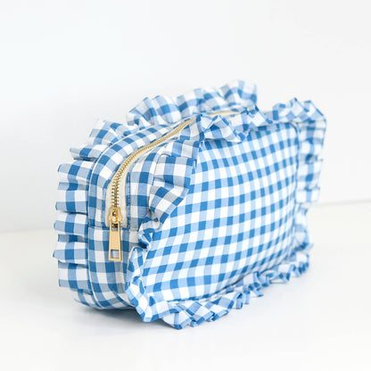 Ruffle Zipper Cosmetic Bag: Red