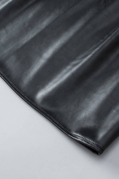 Black Faux Leather Tank Top: Black M