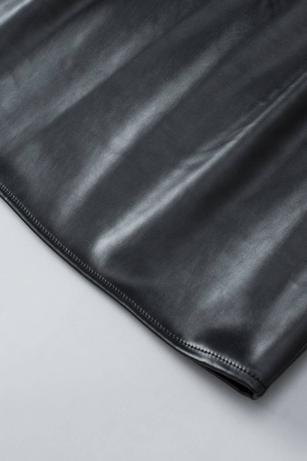 Black Faux Leather Tank Top: Black  XL