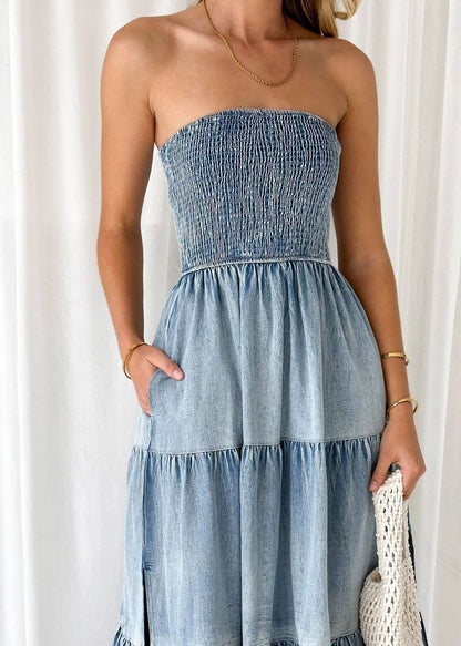 Off-Shoulder Jean Dress: XL
