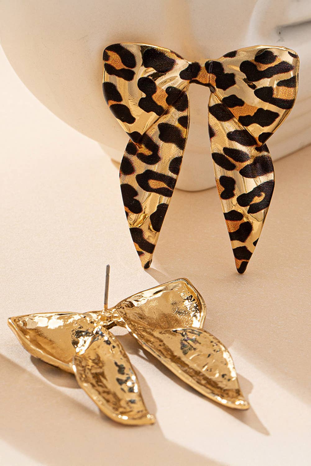 Leopard Bow Alloy Earrings