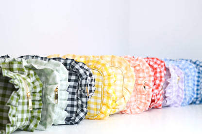 Ruffle Zipper Cosmetic Bag: Light Blue