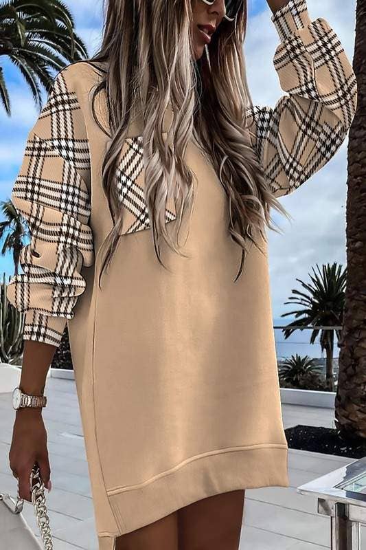 Plaid print pocket long sleeve:S-M-L-XL