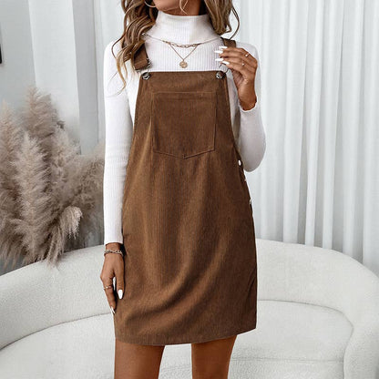 Corduroy Overall Dress - Coffee L