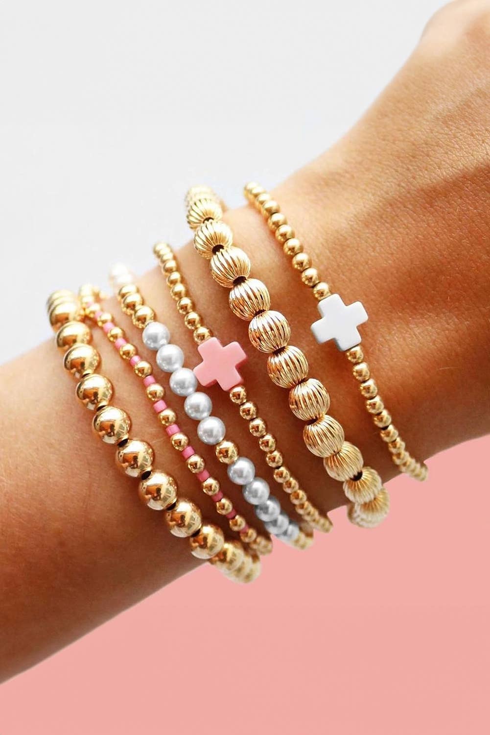 Beading Pearl Cross Multilayer Bracelet:
